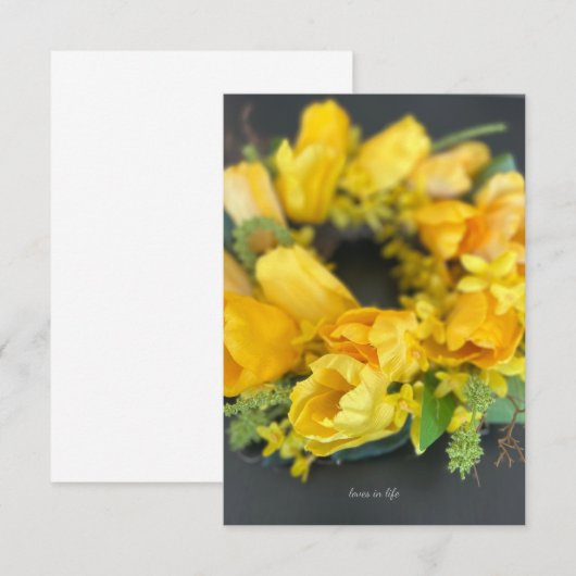 Happy Spring - Gele krans Notitiekaartje (Voorkant / Achterkant)