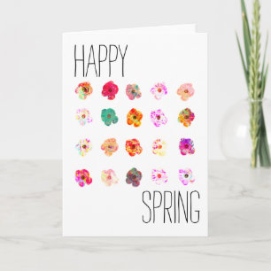 Happy Spring Heldere kleurrijke bloemen Kaart