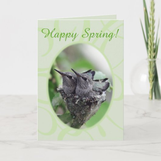 Happy Spring | Hummingvogels op de Nest-foto | Feestdagen Kaart (Voorkant)