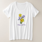 Happy Spring Irissen en narcissen Grote Maat T-shirt (Design voorkant)