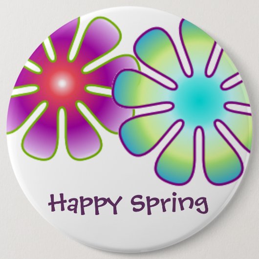 Happy Spring-knop Ronde Button 6,0 Cm (Voorkant)