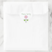 Happy Spring met Pink Flower Schattige Hart Sticker (Tas)