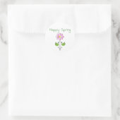 Happy Spring met Pink Flower Schattige Ronde Sticker (Tas)