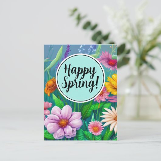 Happy Spring Mixed Flowers 2 Colors Sjabloon (Staand voorkant)