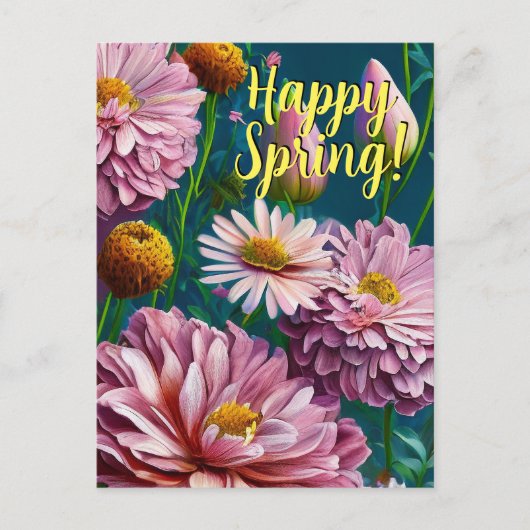 Happy Spring Mixed Flowers 3 Colors Sjabloon (Voorkant)