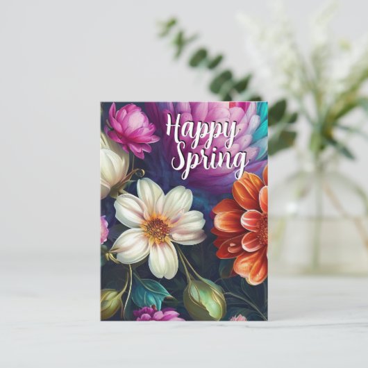 Happy Spring Mixed Flowers 4 Colors Sjabloon (Staand voorkant)
