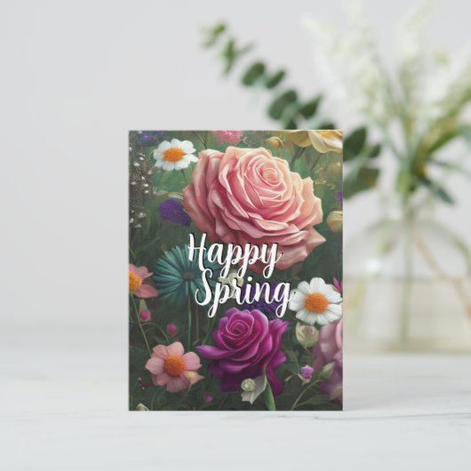 Happy Spring Mixed Flowers 5 Colors Sjabloon (Staand voorkant)