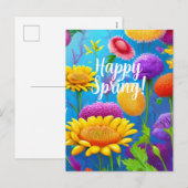 Happy Spring Mixed Flowers Colors Sjabloon Holiday (Voorkant / Achterkant)