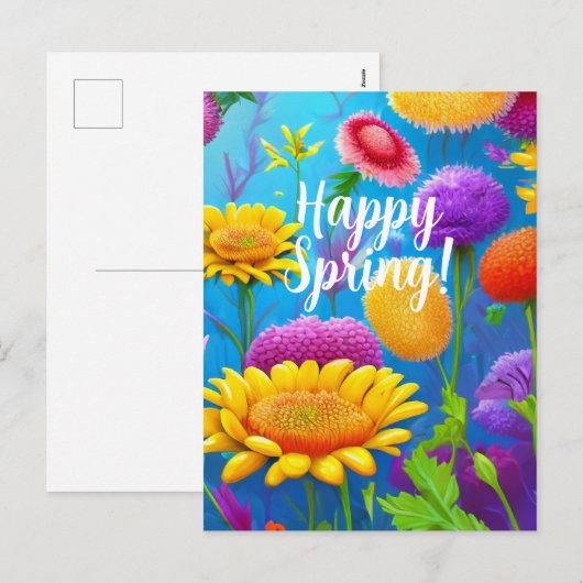 Happy Spring Mixed Flowers Colors Sjabloon Holiday (Voorkant / Achterkant)