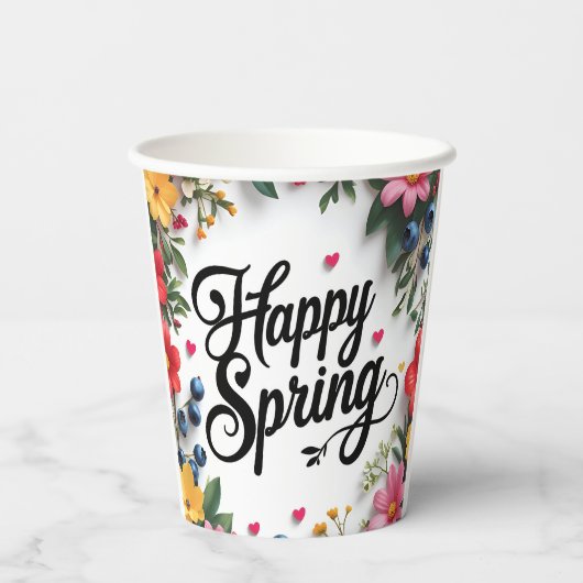 Happy Spring Papieren Bekers (Achterkant)