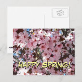 Happy Spring Pink Briefkaart bloesems (Voorkant / Achterkant)