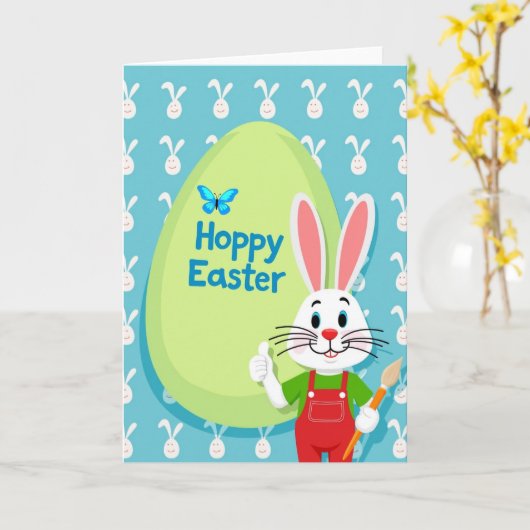 Happy Spring Rabbit Art Card Kaart (Gele Bloem)