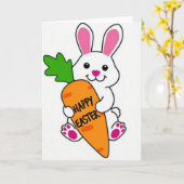 Happy Spring Rabbit Carrot Card Kaart (Gele Bloem)