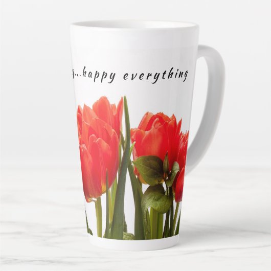 Happy Spring Red Tulip Flower Latte Mok (Rechterhoek)