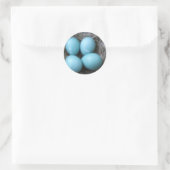 Happy Spring Robins Blauwe Eieren in Nest, Vogelei Ronde Sticker (Tas)
