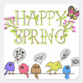 "Happy Spring"-Stickers Vierkante Sticker (Voorkant)