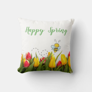 Happy Spring Tulip Flower Holiday Pillow Kussen