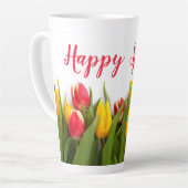 Happy Spring Tulip Flowers Seasonal Latte Mok (Linkerhoek)