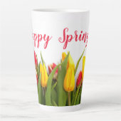 Happy Spring Tulip Flowers Seasonal Latte Mok (Voorkant)