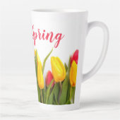 Happy Spring Tulip Flowers Seasonal Latte Mok (Rechts)