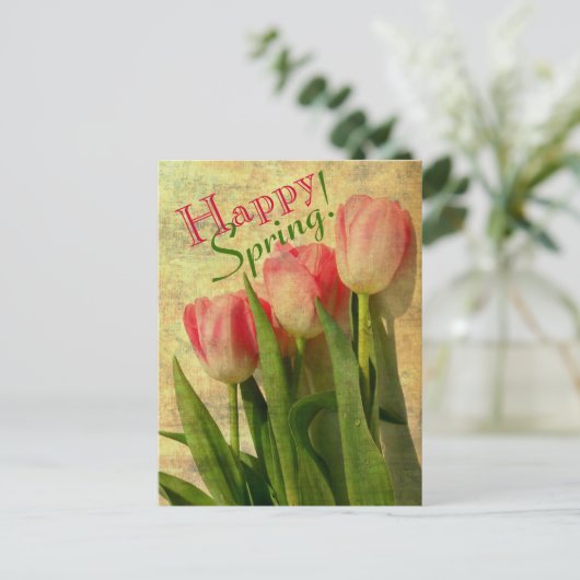Happy Spring Tulips Briefkaarten (Staand voorkant)