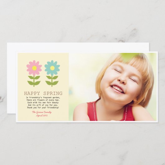 Happy Spring-vriendschap Bedankkaart (Voorkant / Achterkant)