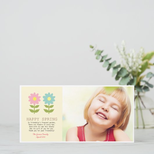 Happy Spring-vriendschap Bedankkaart (Staand voorkant)