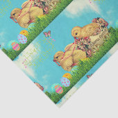 Happy Spring, vrolijk Pasen. Weefselverpakking. Tissuepapier (Detail)