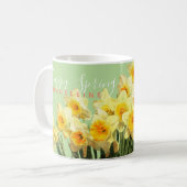 Happy Spring Yellow Daffodils monogramme naam Koffiemok (Voorkant links)