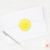 Happy Spring yellow daisy aangepaste script vrolij Ronde Sticker (Envelop)