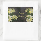 Happy Spring Yellow Lelies op donkere achtergrond Rechthoekige Sticker (Tas)