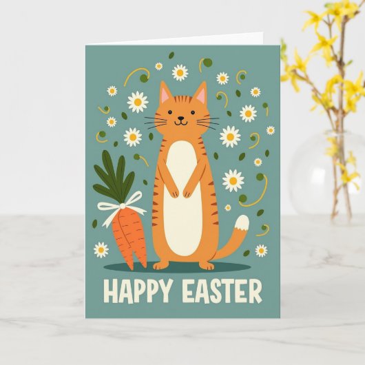 Happy Springtime Feline Card Kaart (Gele Bloem)