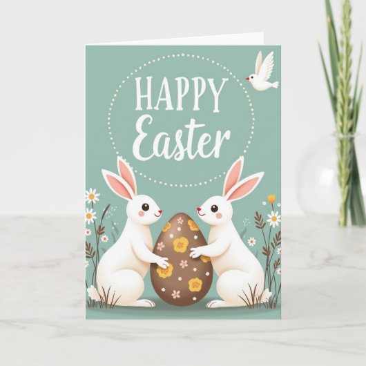 Happy Springtime Rabbits Card Kaart (Voorkant)