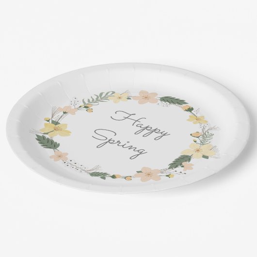 HAPPY SPRINT Artisan Pastel Bloemen Zoet Papieren Bordje (Gekanteld)