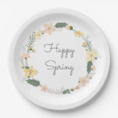 HAPPY SPRINT Artisan Pastel Bloemen Zoet Papieren Bordje (Voorkant)