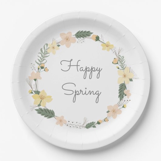 HAPPY SPRINT Artisan Pastel Bloemen Zoet Papieren Bordje (Voorkant)