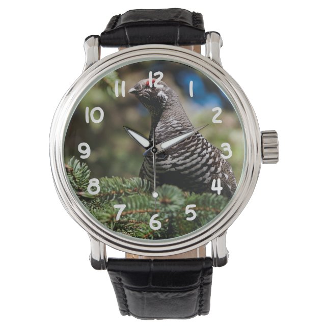 Happy Spruce Grouse Horloge (Voorkant)