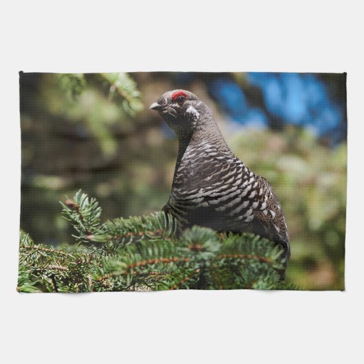 Happy Spruce Grouse Theedoek (Horizontaal)