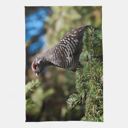 Happy Spruce Grouse Theedoek (Verticaal)