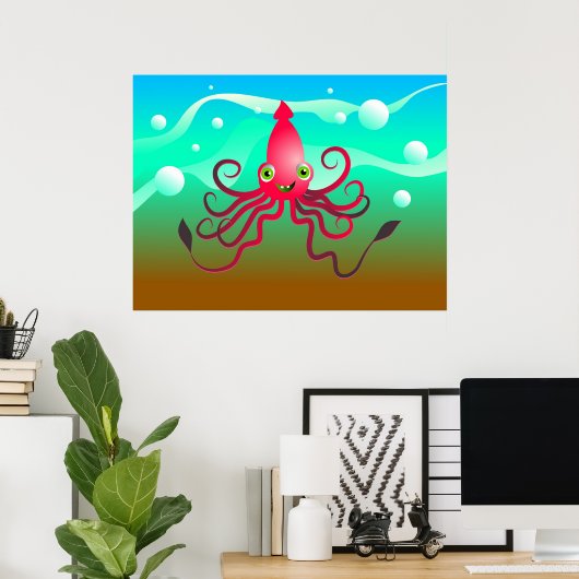 Happy Squid Poster (Thuiskantoor)