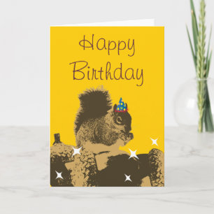 Happy Squirrel en zijn Nuts Birthday Card Kaart