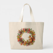 Happy Squirrel in de bladeren van de herfst Grote Tote Bag (Achterkant)