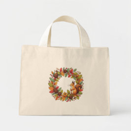 Happy Squirrel in de bladeren van de herfst Mini Tote Bag