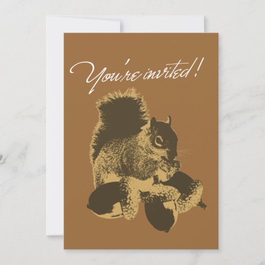 Happy Squirrel & Nuts Birthday Party Invitation Kaart (Voorkant)