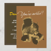 Happy Squirrel & Nuts Birthday Party Invitation Kaart (Voorkant / Achterkant)