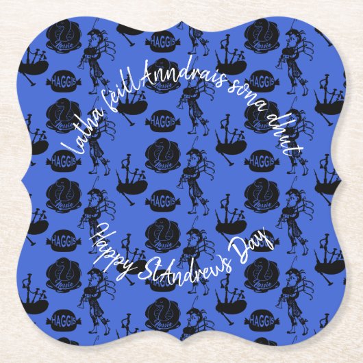 Happy St Andrew Day Haggis Bagpipe Nessie Bracket Kartonnen Onderzetters (Voorkant)