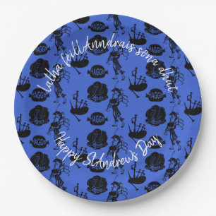 Happy St Andrew Day Haggis Bagpipe Nessie Large 9" Papieren Bordje