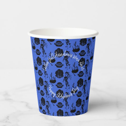 Happy St Andrew Day Haggis Bagpipe Nessie Papieren Bekers (Achterkant)