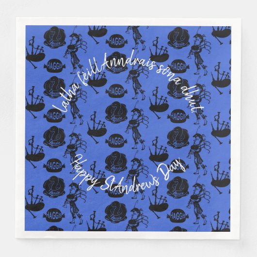 Happy St Andrew Day Haggis Bagpipe Nessie Servet (Voorkant)