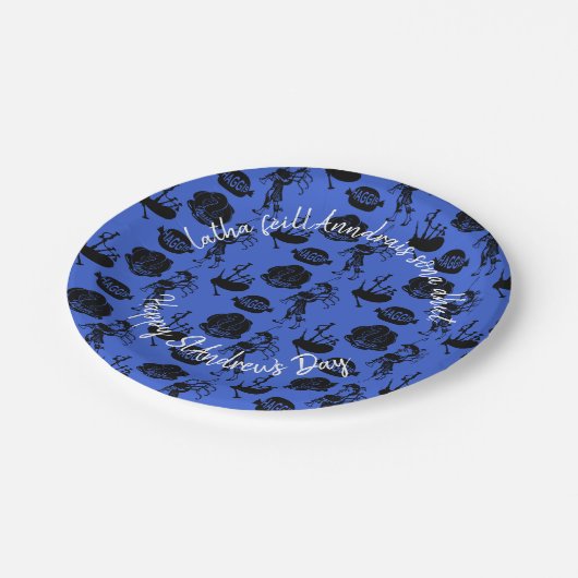 Happy St Andrew Day Haggis Bagpipe Nessie Small 7" Papieren Bordje (Gekanteld)